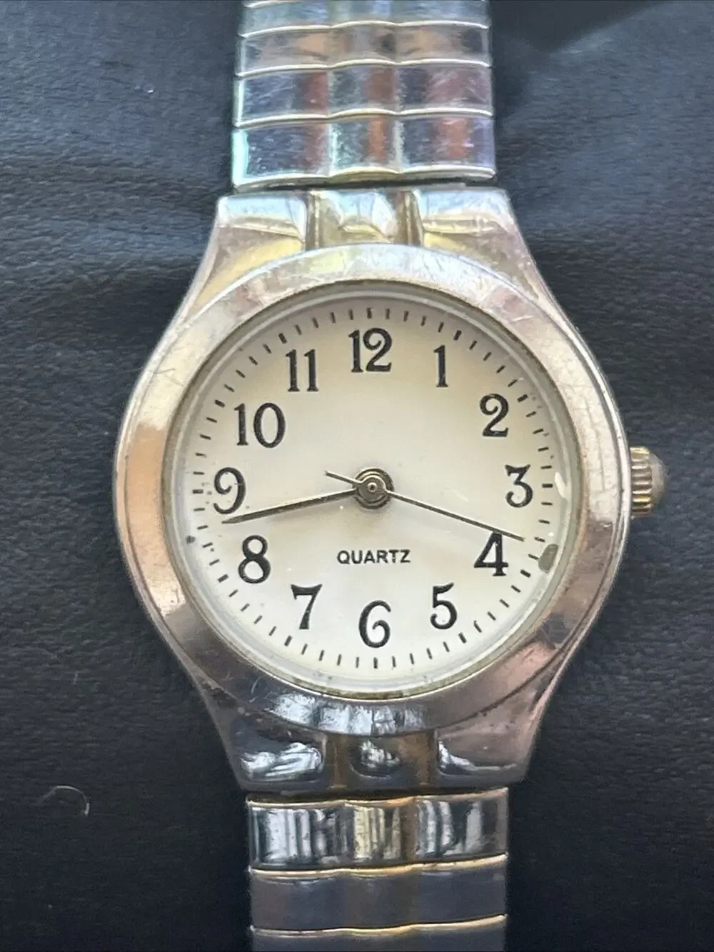 Silver Tone White Dial Women’s Stretch Band Quartz Watch